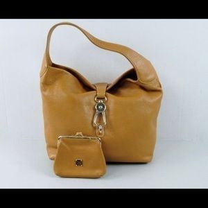 DOONEY AND BOURKE BELVEDERE LOGO LOCK SHOULDER BAG AND COIN PURSE